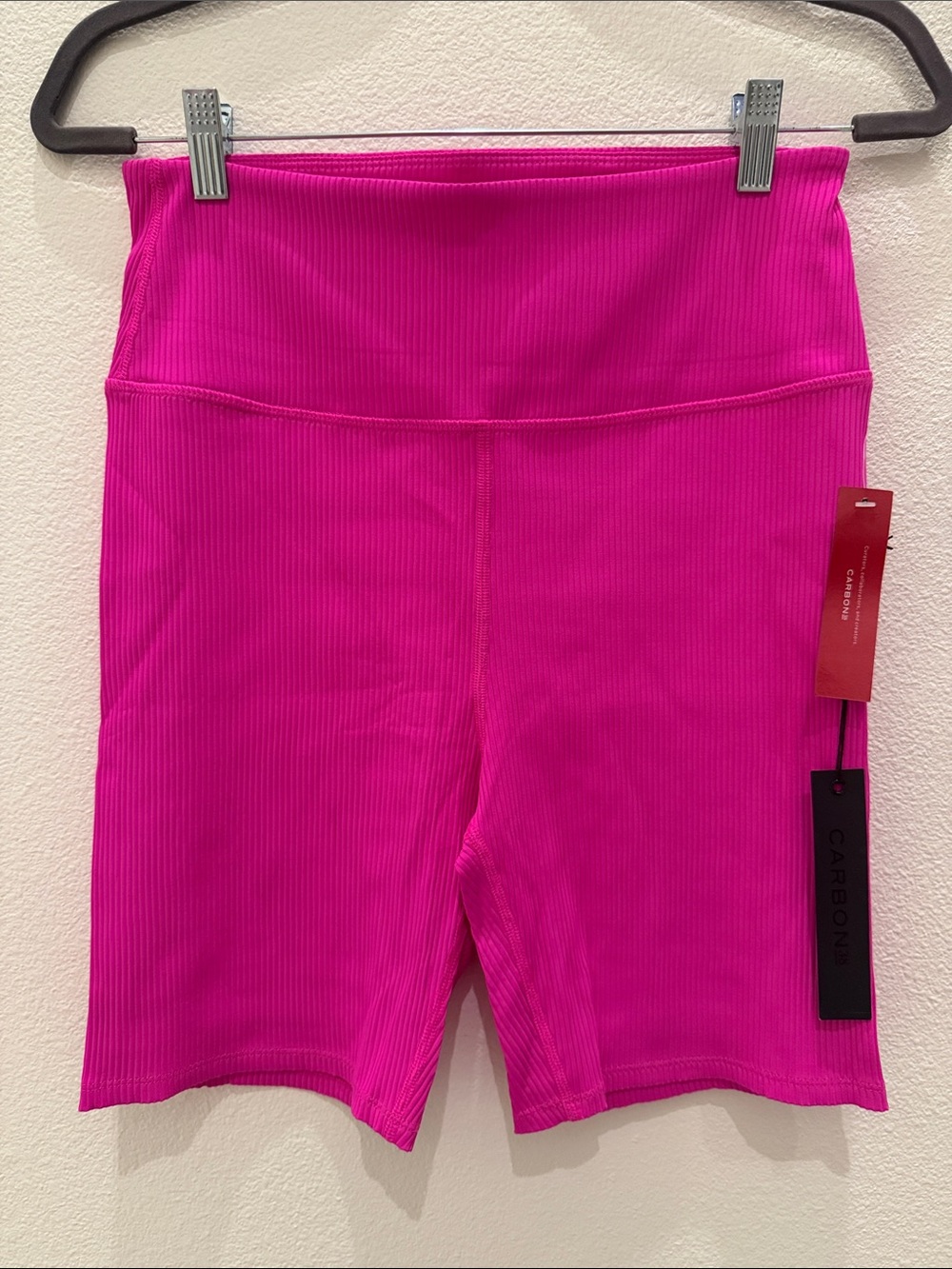 NWT Carbon38 Pink Ribbed High Rise Biker Shorts
